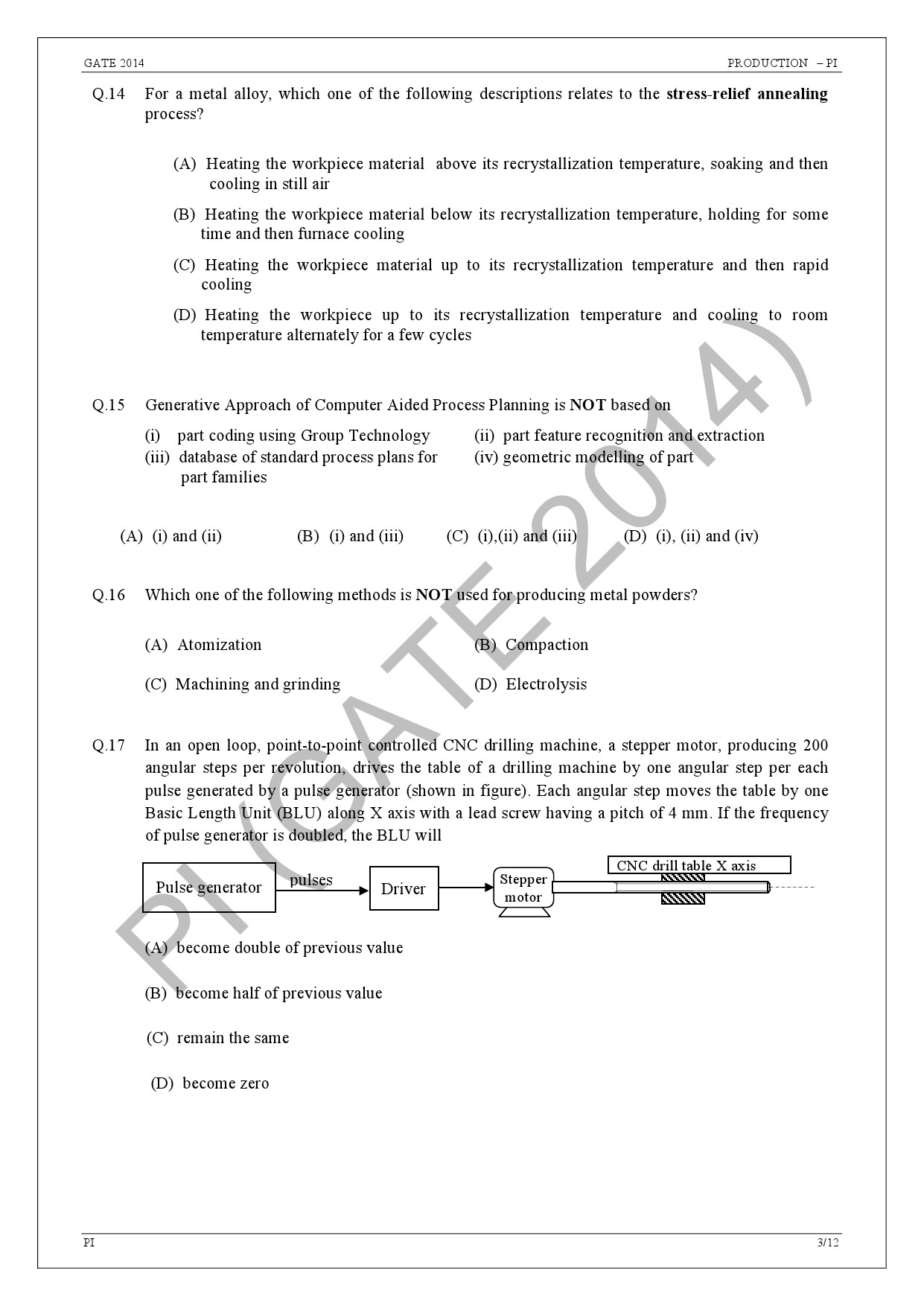 GATE Exam Question Paper 2014 Production and Industrial Engineering 9