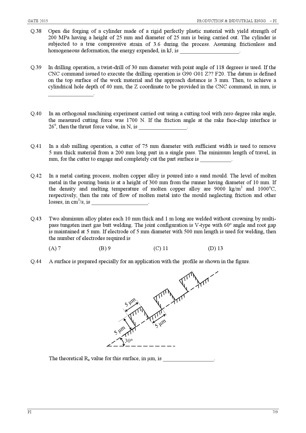 GATE Exam Question Paper 2015 Production and Industrial Engineering 7