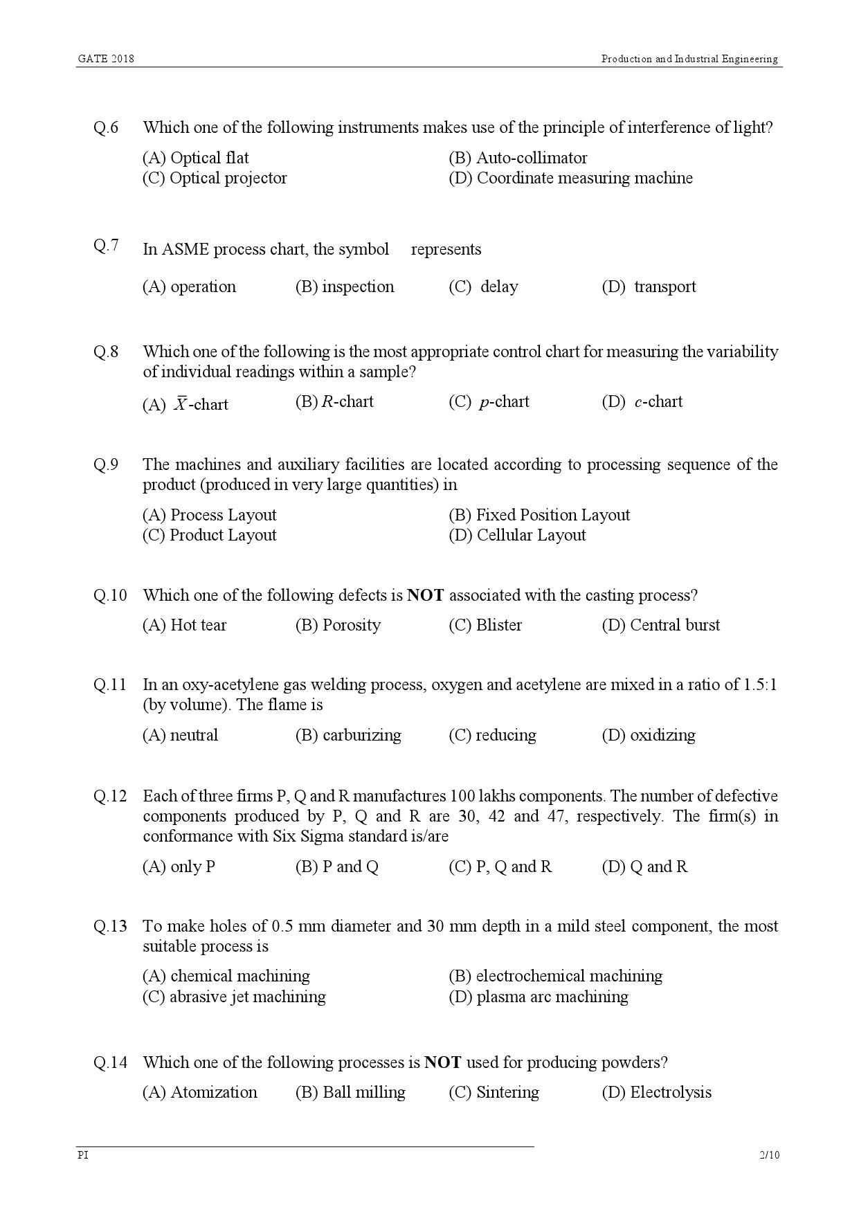 GATE Exam Question Paper 2018 Production and Industrial Engineering 5
