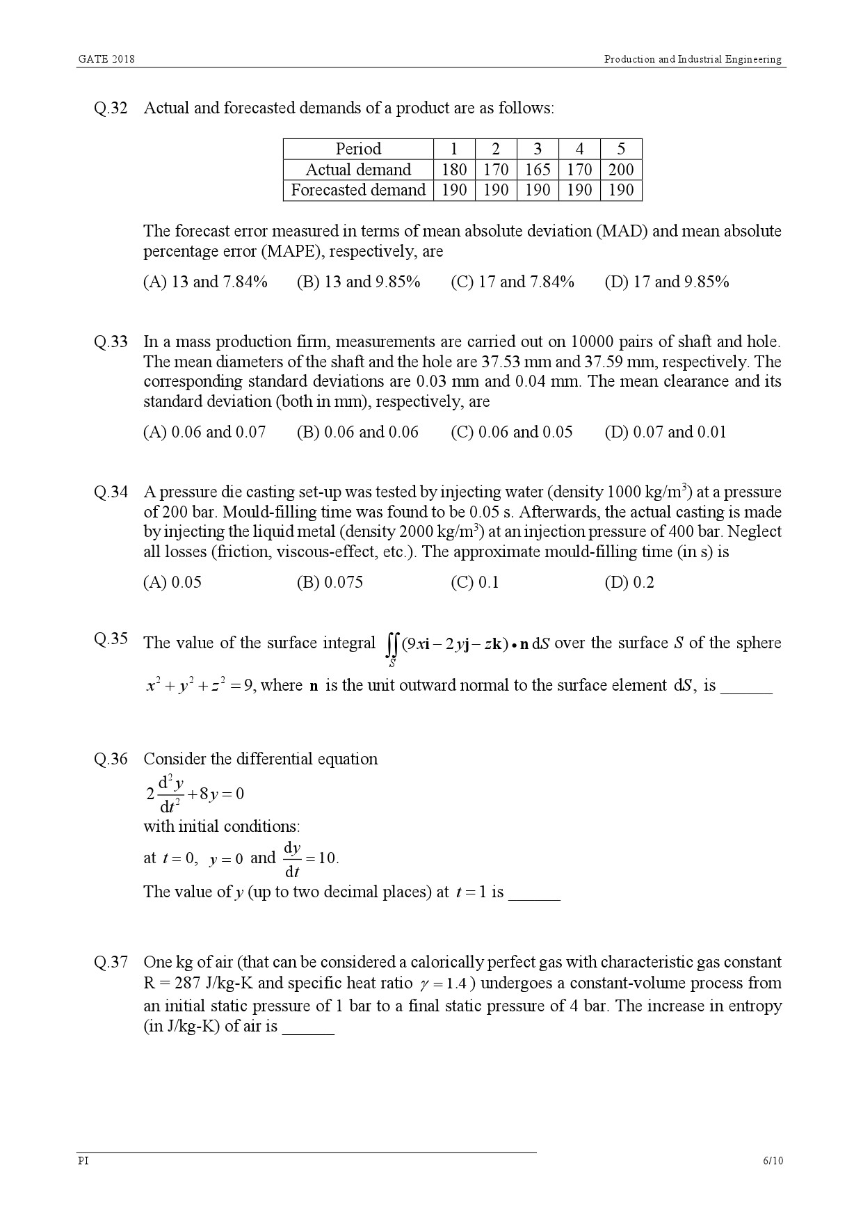 GATE Exam Question Paper 2018 Production and Industrial Engineering 9