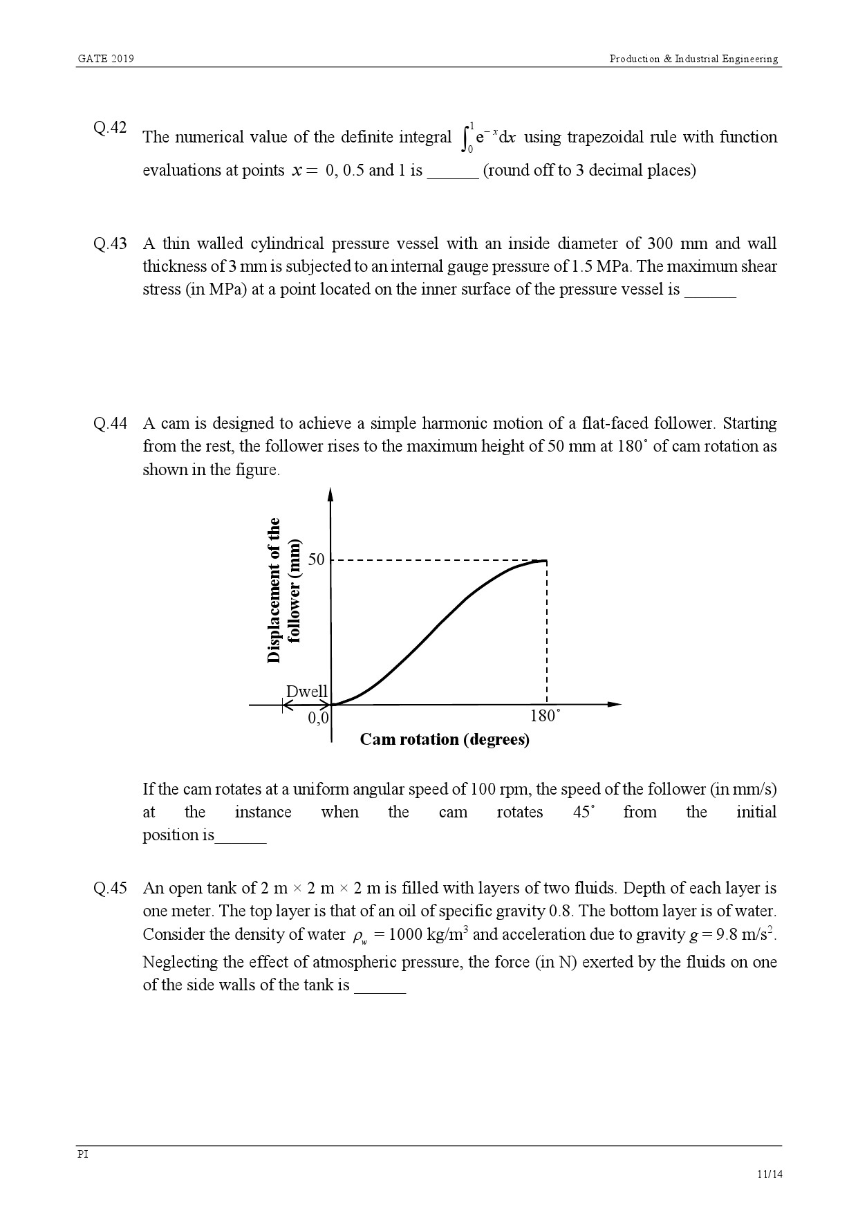 GATE Exam Question Paper 2019 Production and Industrial Engineering 14