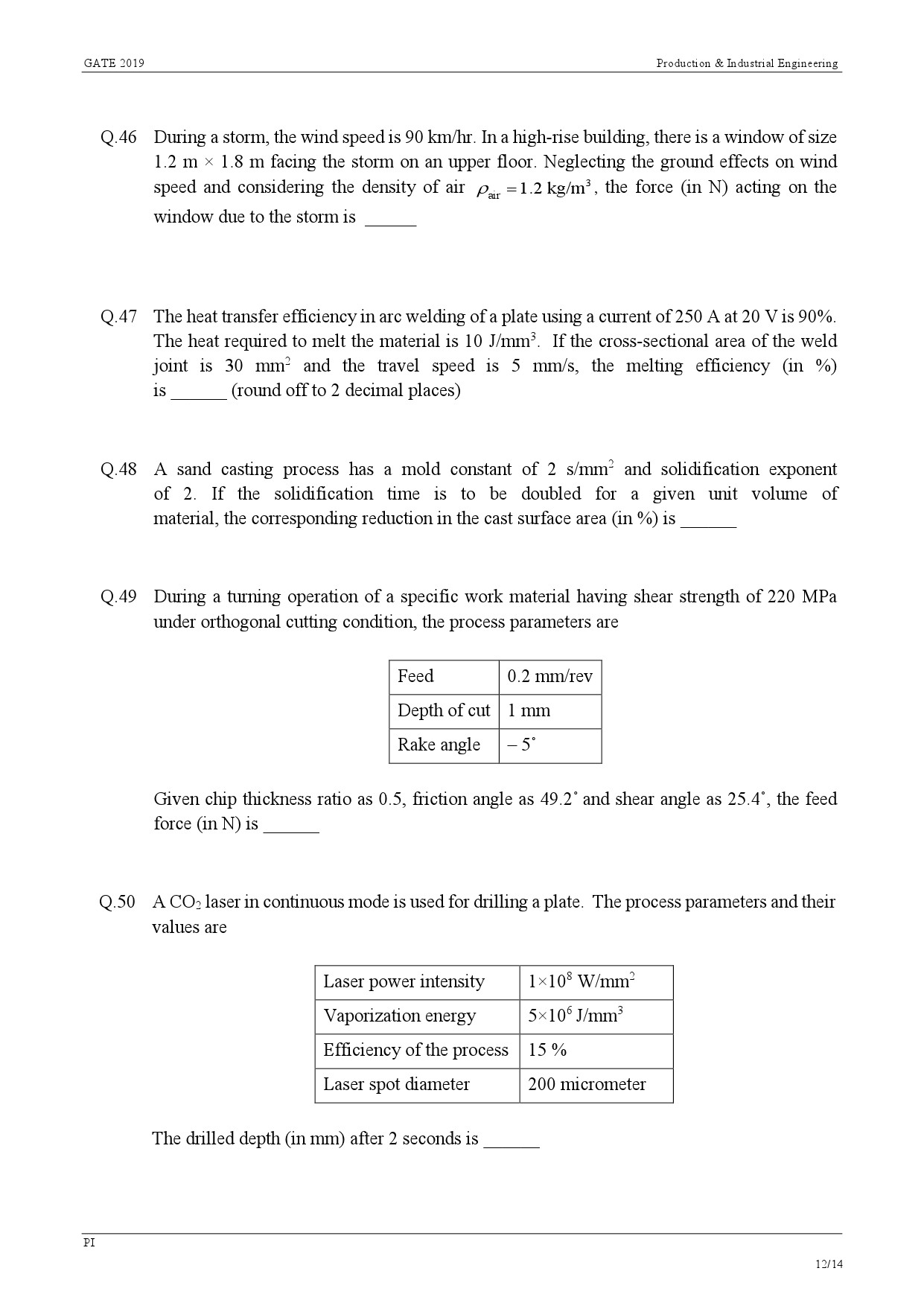 GATE Exam Question Paper 2019 Production and Industrial Engineering 15
