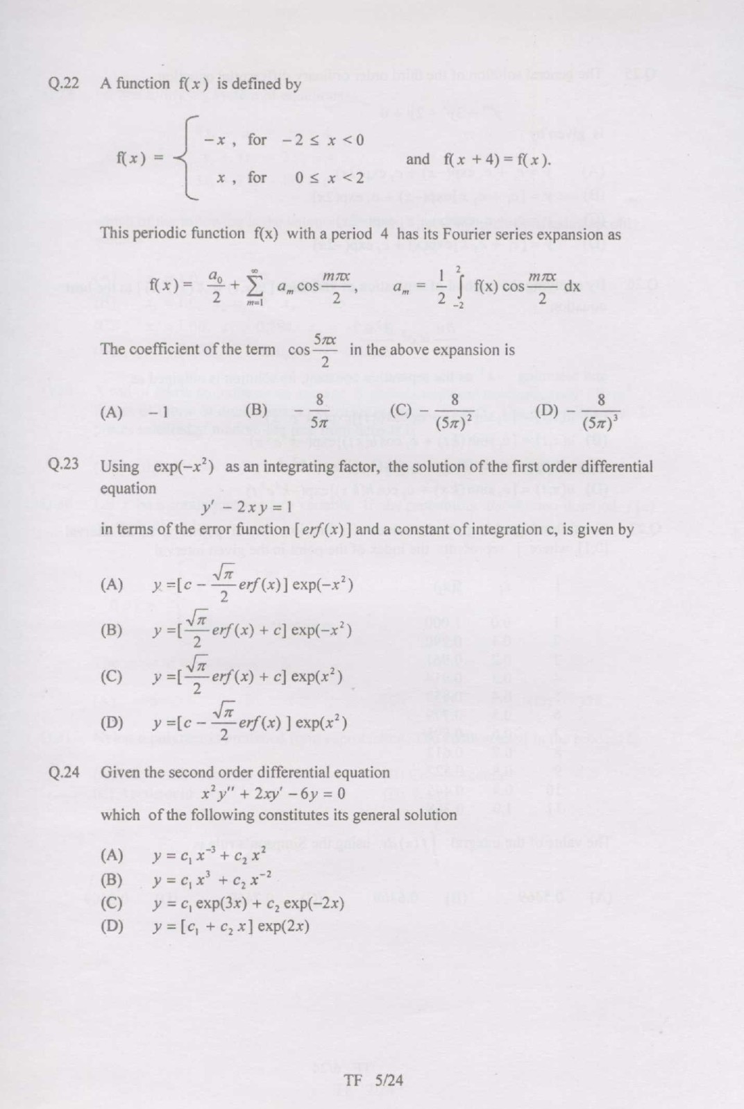 GATE Exam Question Paper 2007 Textile Engineering and Fibre Science 5