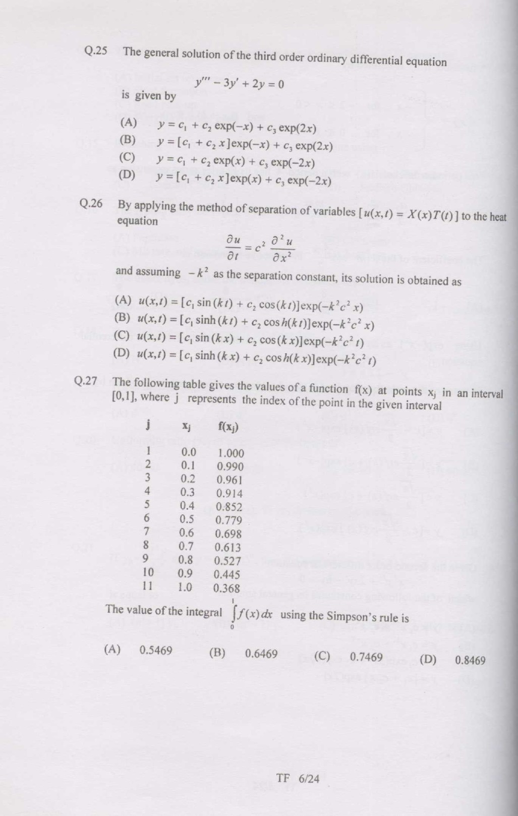 GATE Exam Question Paper 2007 Textile Engineering and Fibre Science 6
