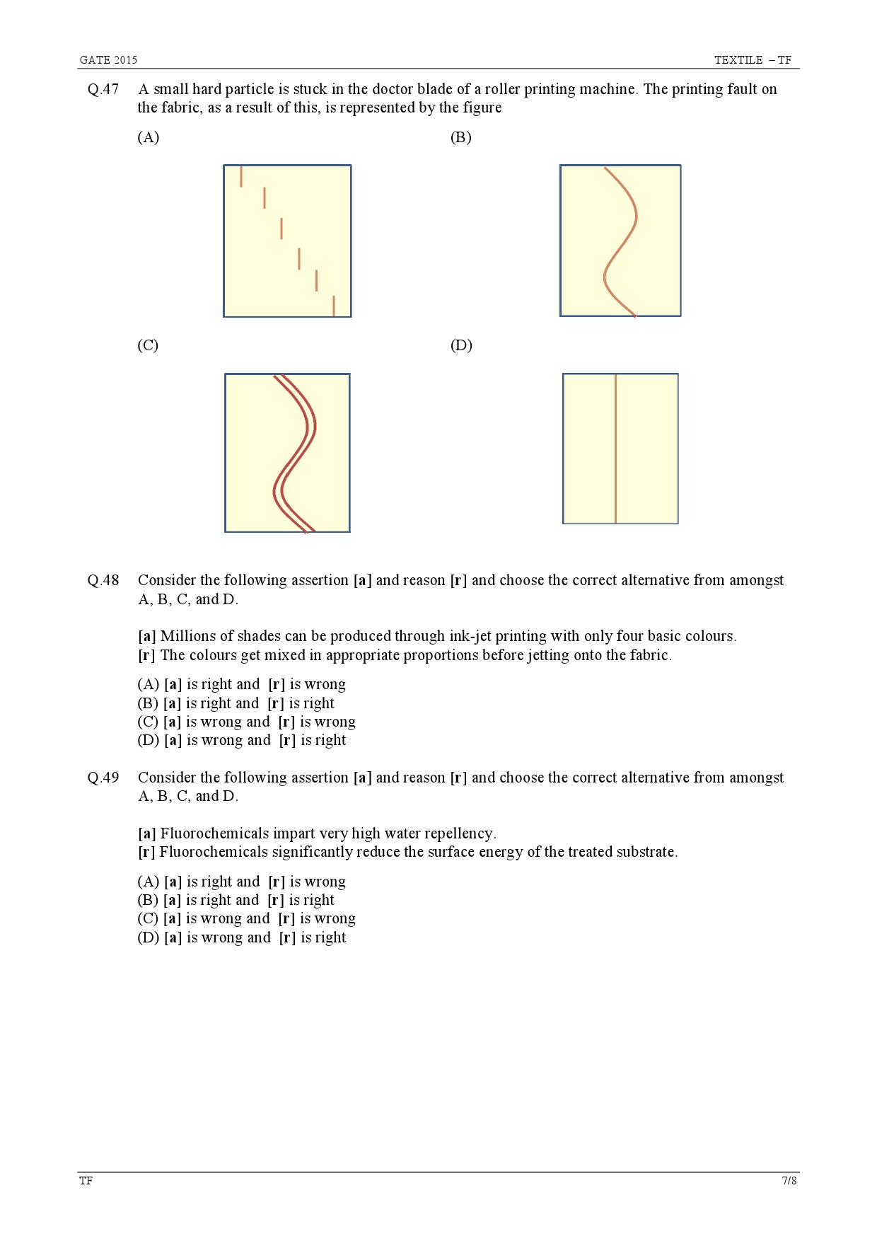 GATE Exam Question Paper 2015 Textile Engineering and Fibre Science 7