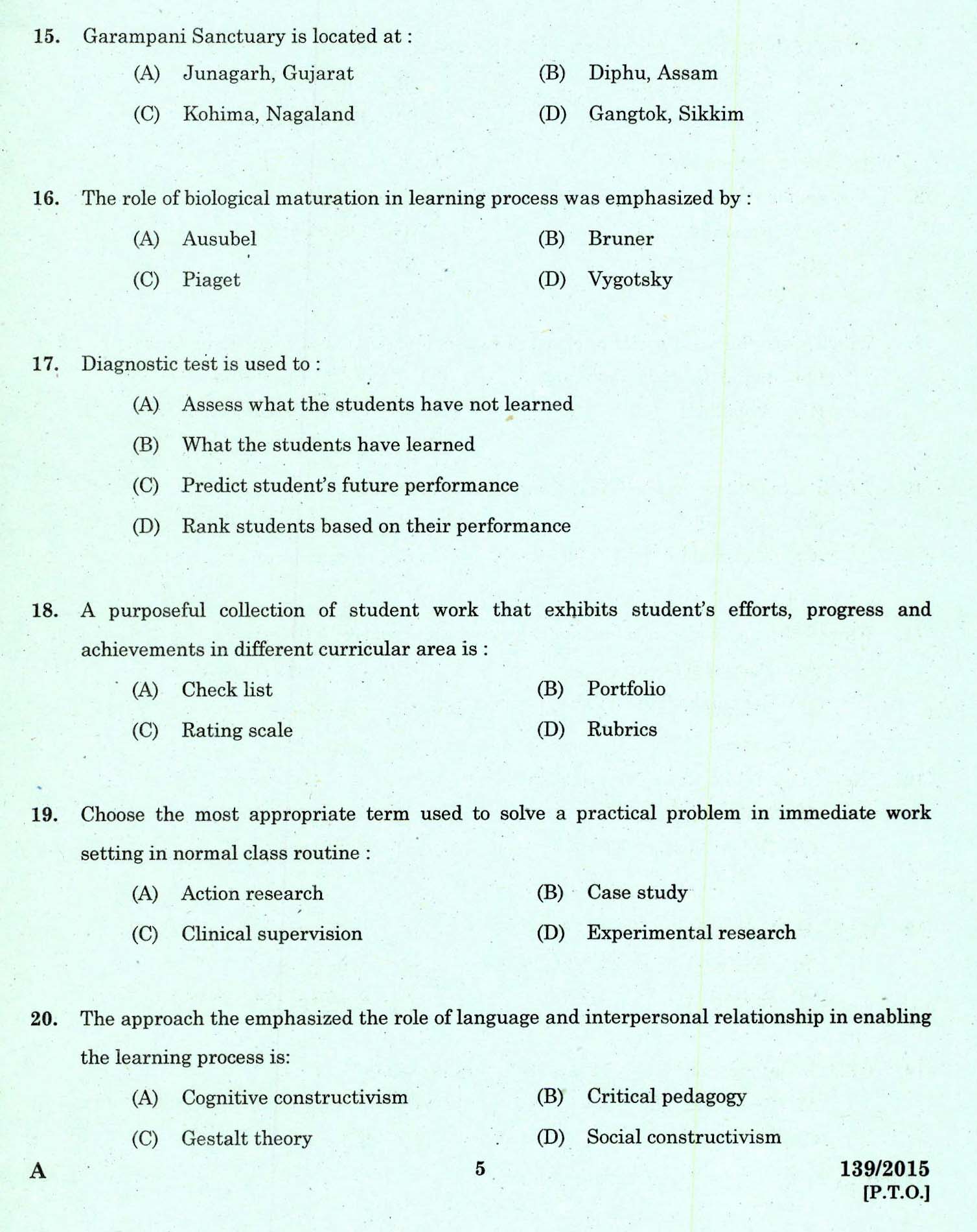 Kerala PSC High School Assistant Hindi Question Paper Code 1392015 3