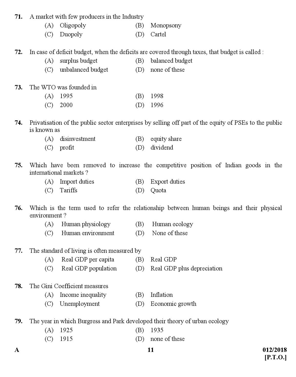 KPSC Higher Secondary School Teacher Exam Question 0122018 10