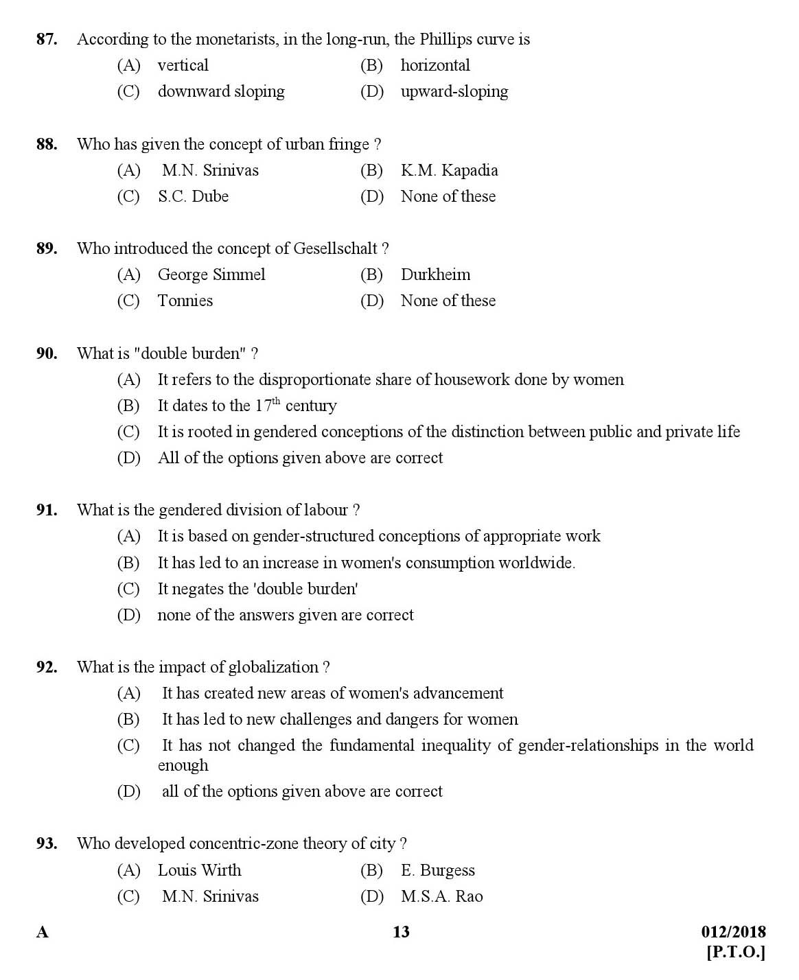 KPSC Higher Secondary School Teacher Exam Question 0122018 12