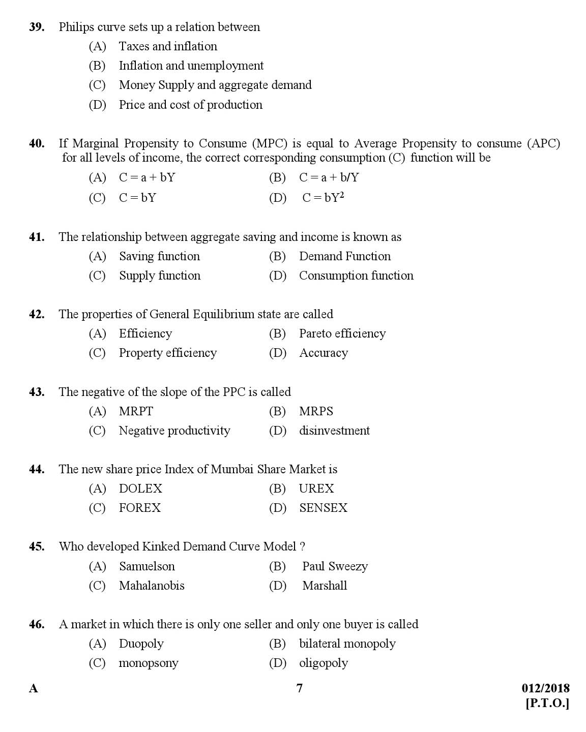 KPSC Higher Secondary School Teacher Exam Question 0122018 6
