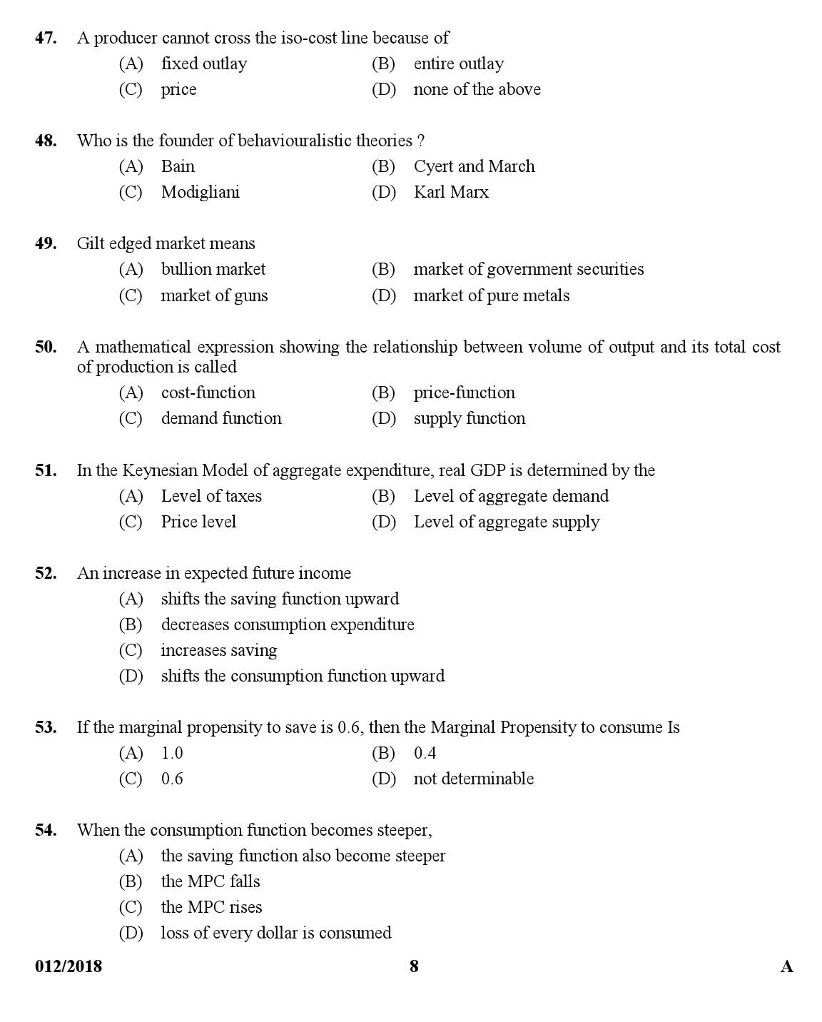 KPSC Higher Secondary School Teacher Exam Question 0122018 7