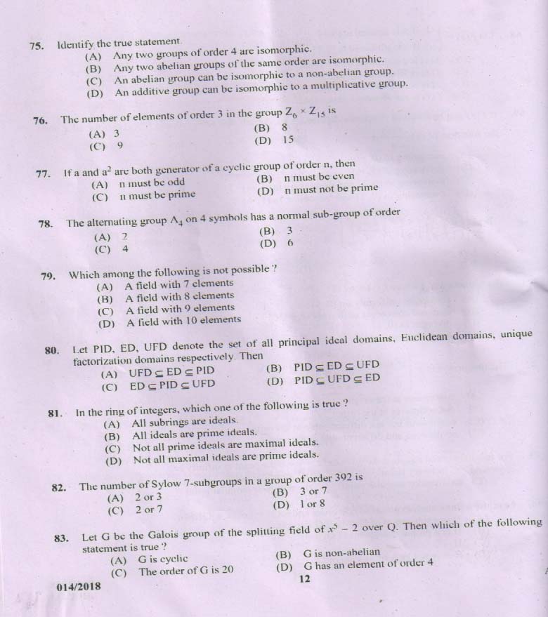 KPSC Higher Secondary School Teacher Exam Question 0142018 11