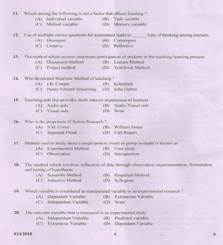 KPSC Higher Secondary School Teacher Exam Question 0142018 3