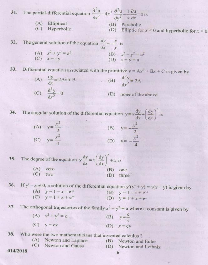 KPSC Higher Secondary School Teacher Exam Question 0142018 5