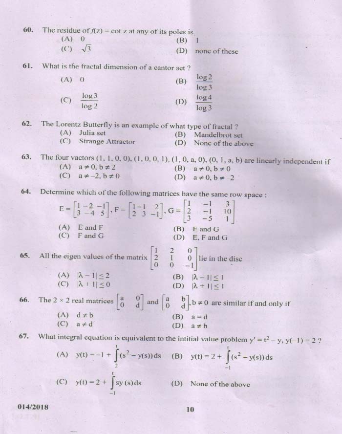KPSC Higher Secondary School Teacher Exam Question 0142018 9