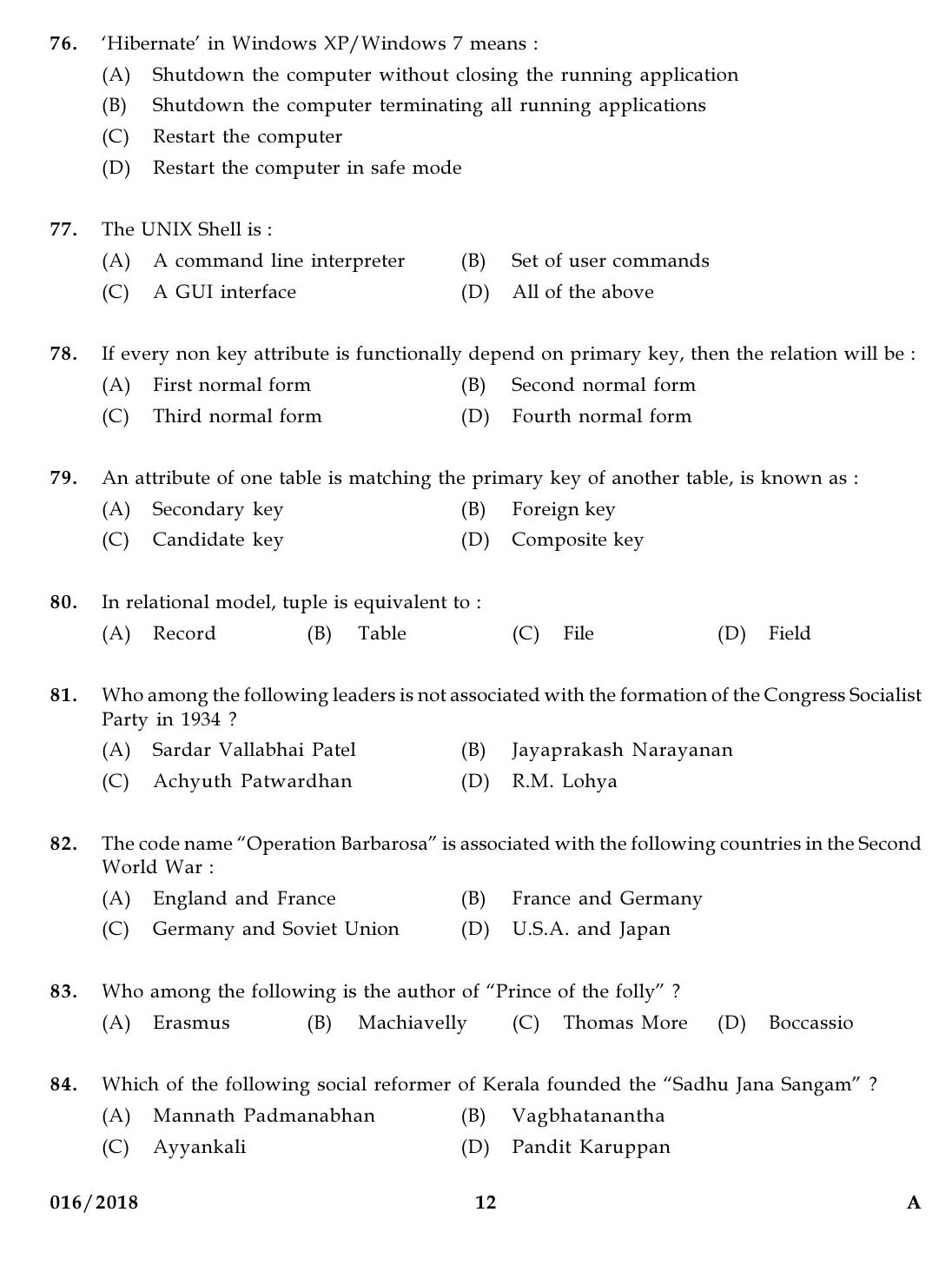 KPSC Higher Secondary School Teacher Exam Question 0162018 11