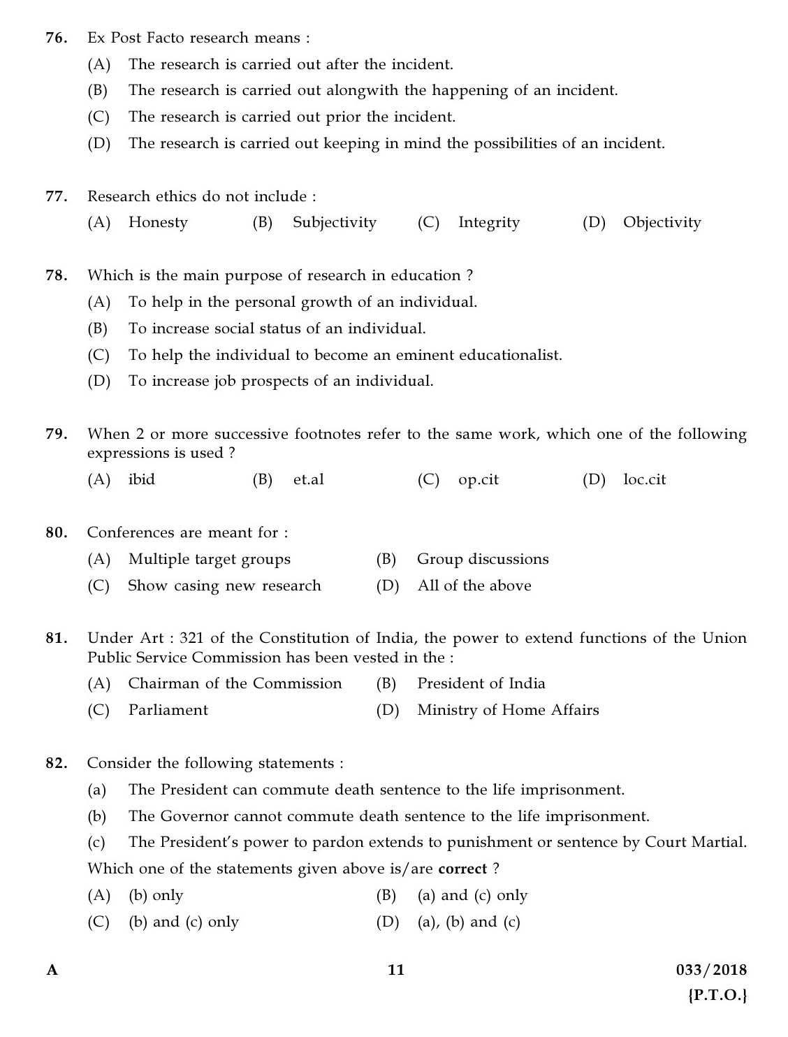 KPSC Higher Secondary School Teacher Exam Question 0332018 10