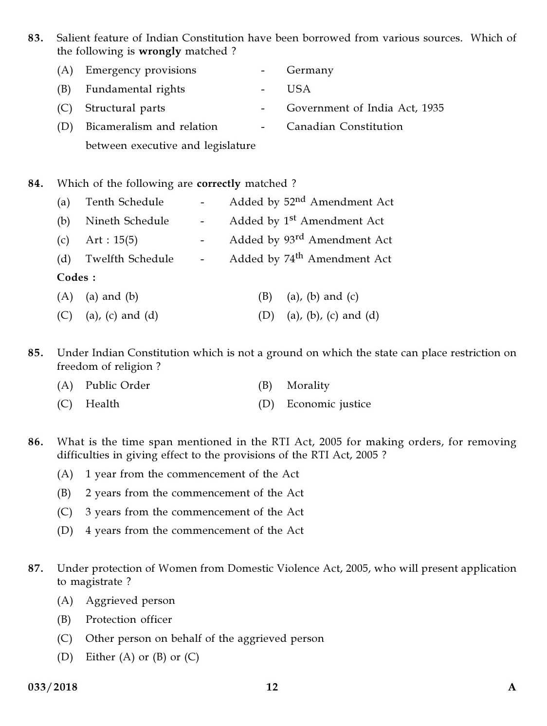 KPSC Higher Secondary School Teacher Exam Question 0332018 11
