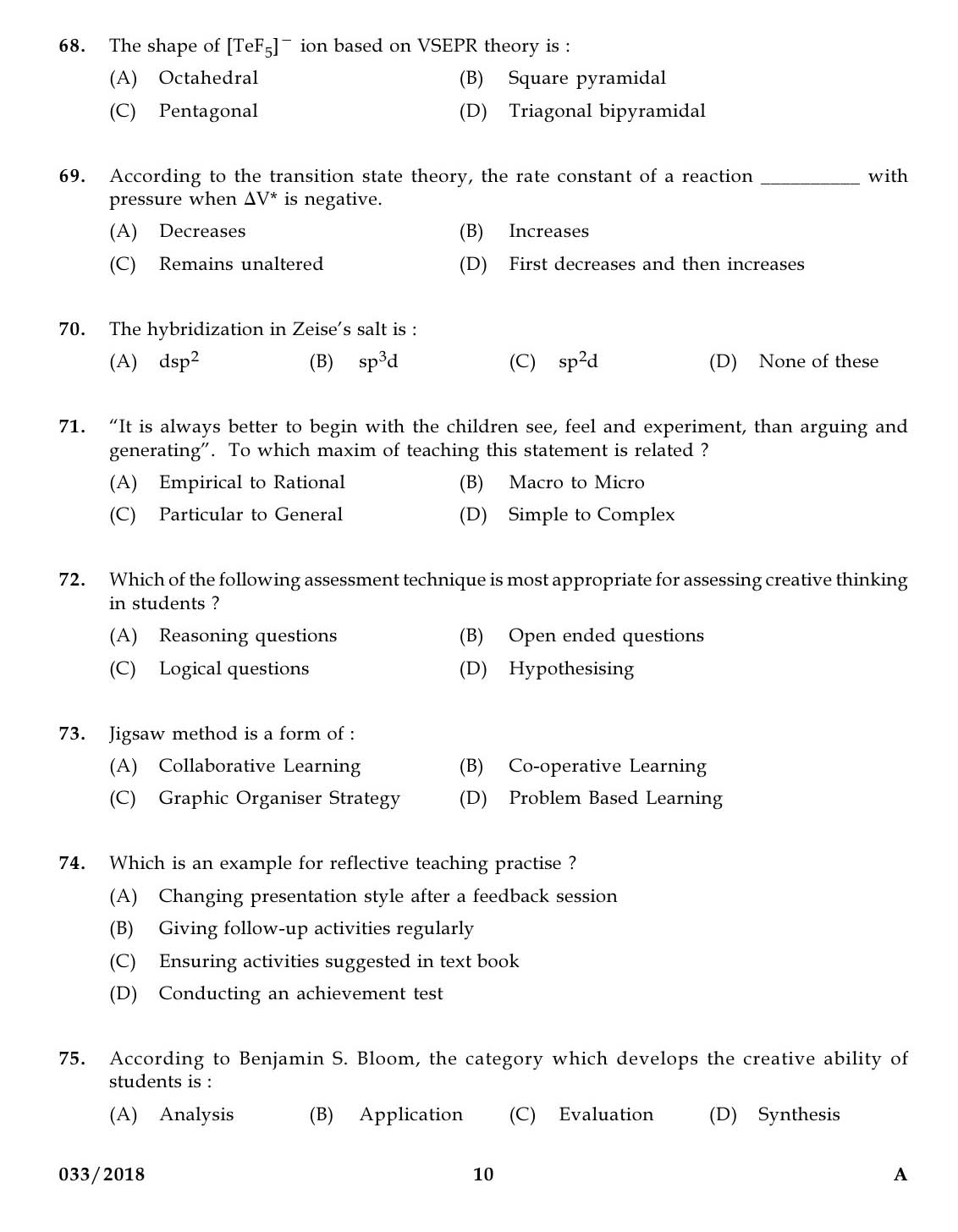 KPSC Higher Secondary School Teacher Exam Question 0332018 9