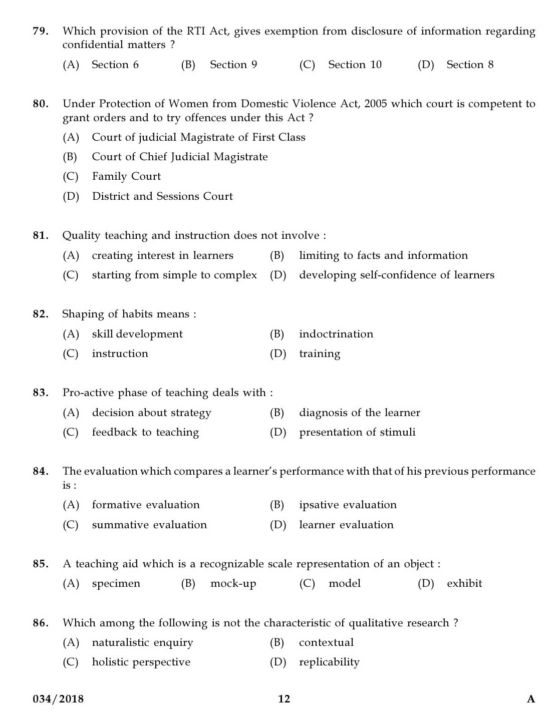 KPSC Higher Secondary School Teacher Exam Question 0342018 11