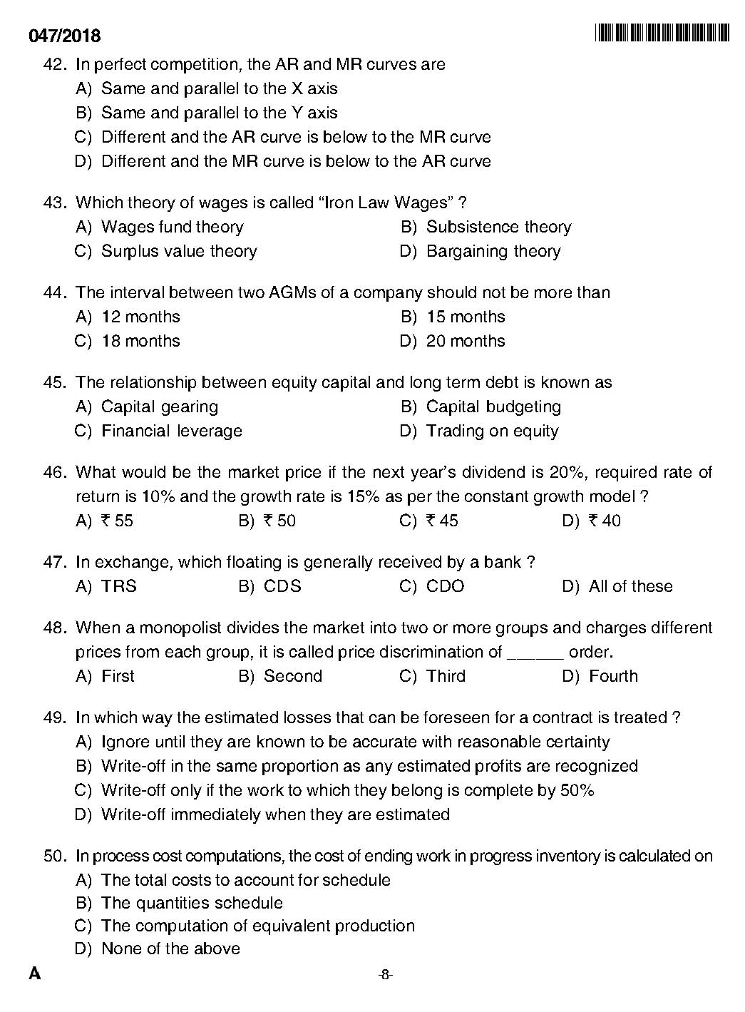 KPSC Higher Secondary School Teacher Exam Question 0472018 6
