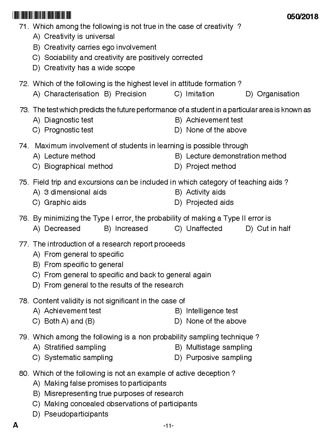 KPSC Higher Secondary School Teacher Exam Question 0502018 9