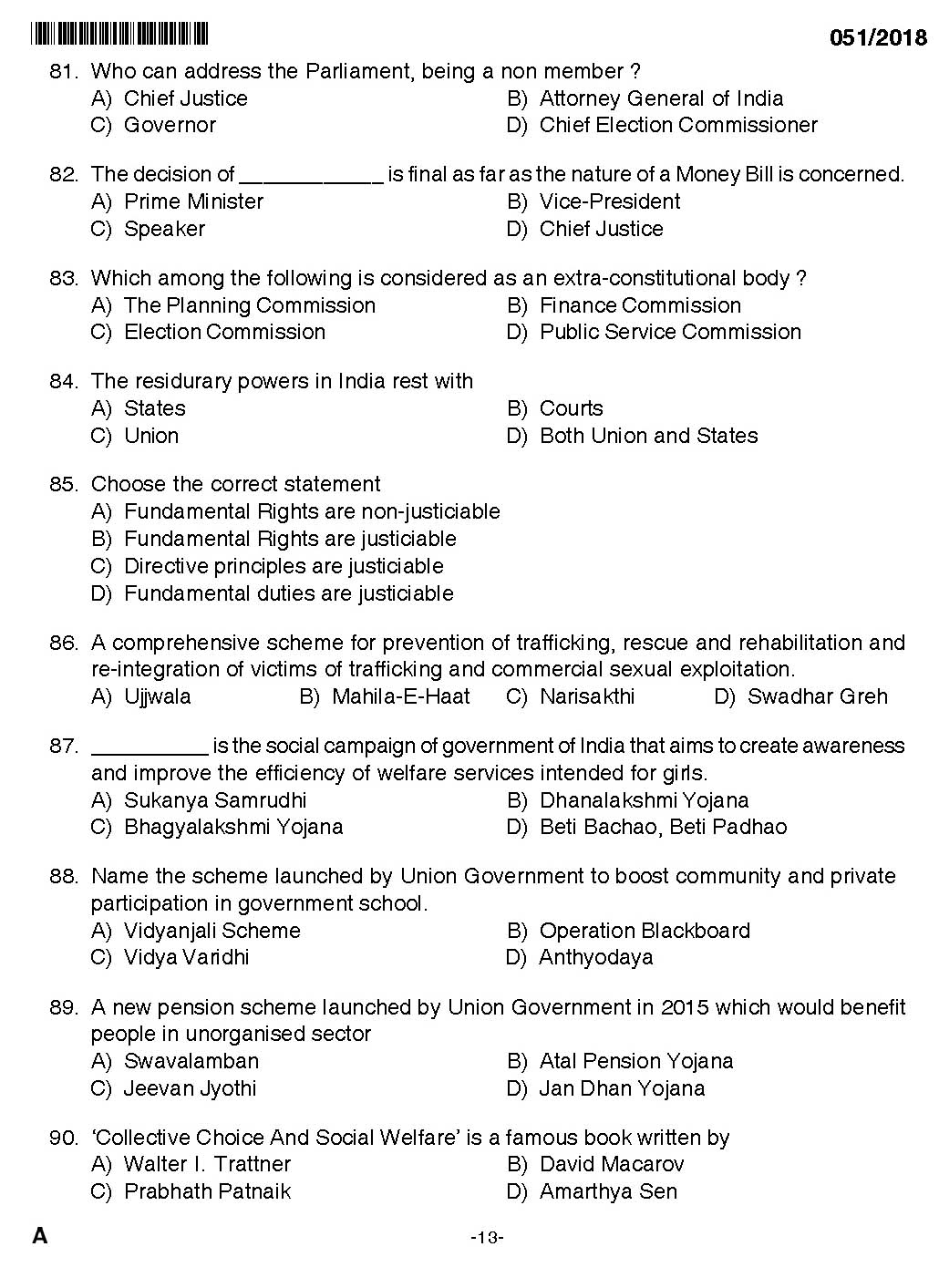 KPSC Higher Secondary School Teacher Exam Question 0512018 11
