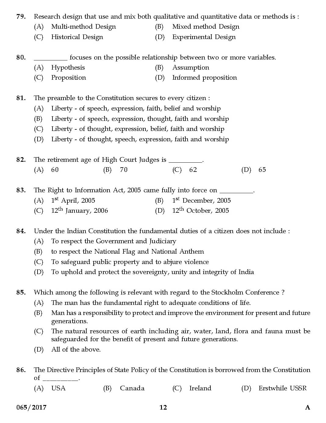 KPSC Higher Secondary School Teacher Exam Question 0652017 11