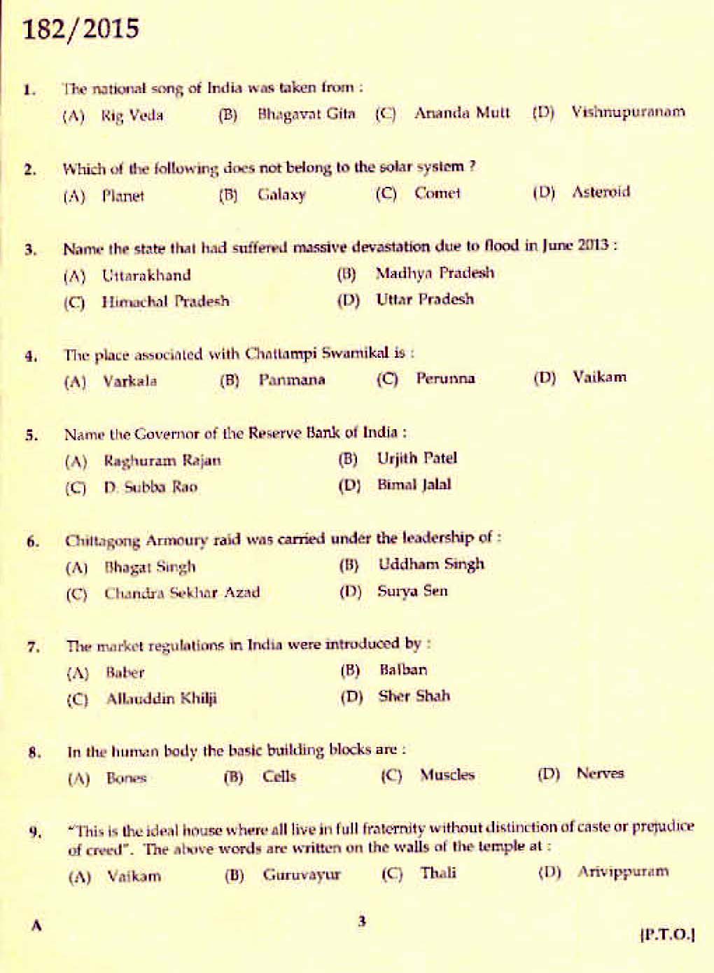 Kerala PSC Confidential Assistant Grade II Exam 2015 Question Paper Code 1822015 1