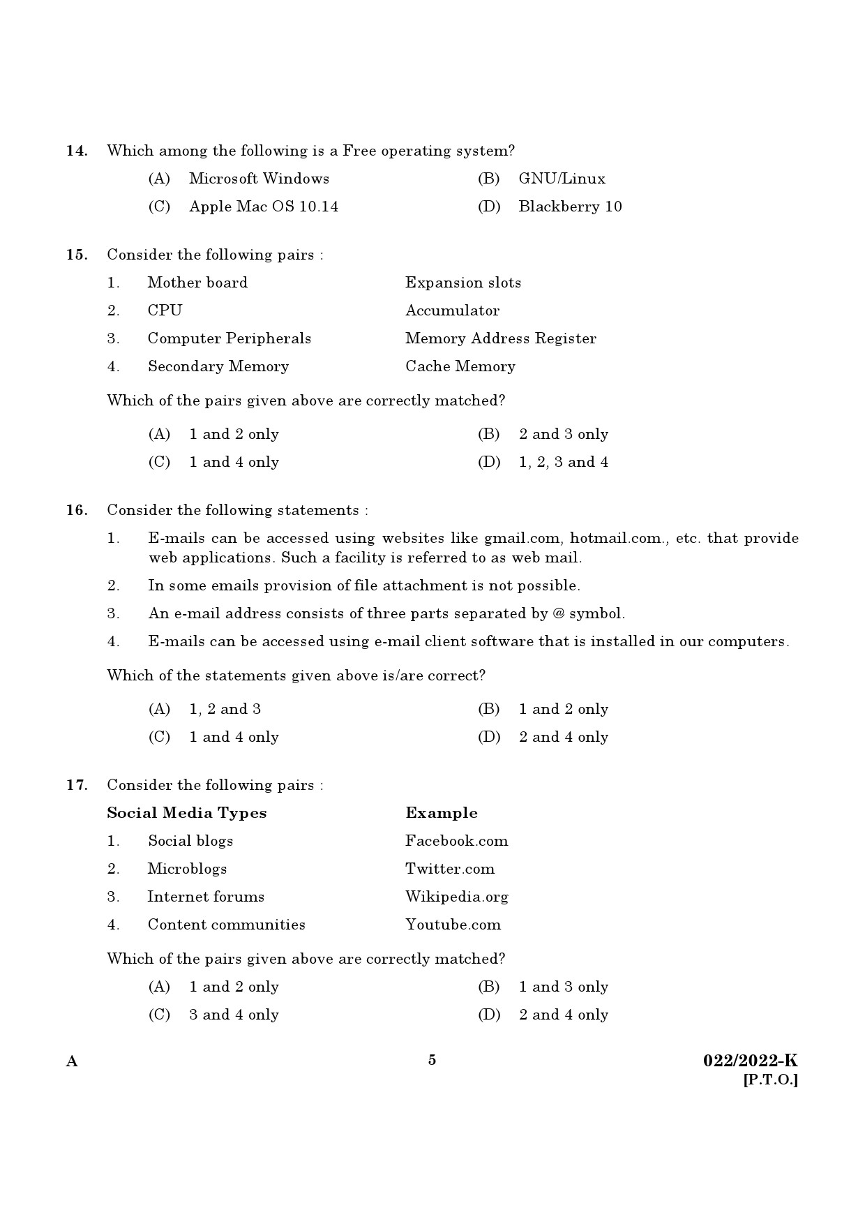 KPSC Computer Assistant Grade II Kannada Exam 2022 Code 0222022 3