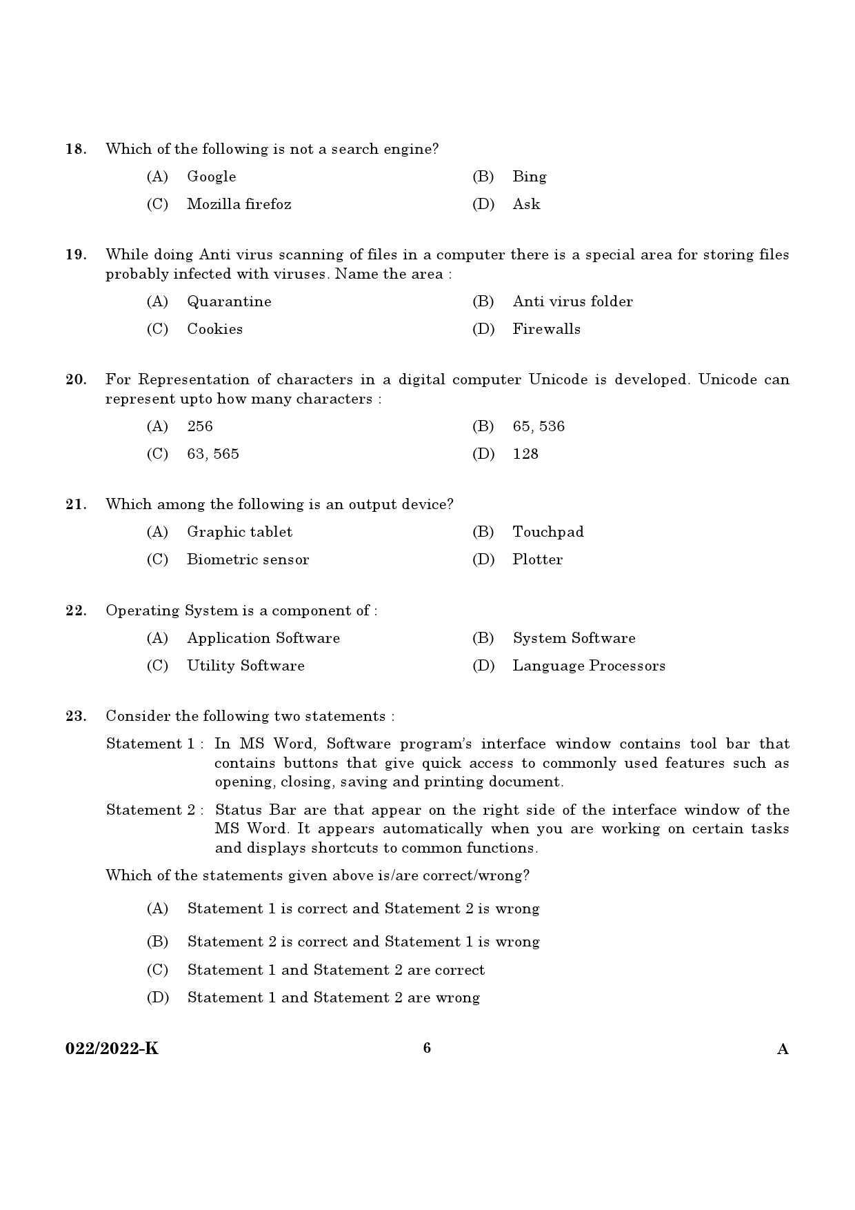 KPSC Computer Assistant Grade II Kannada Exam 2022 Code 0222022 4