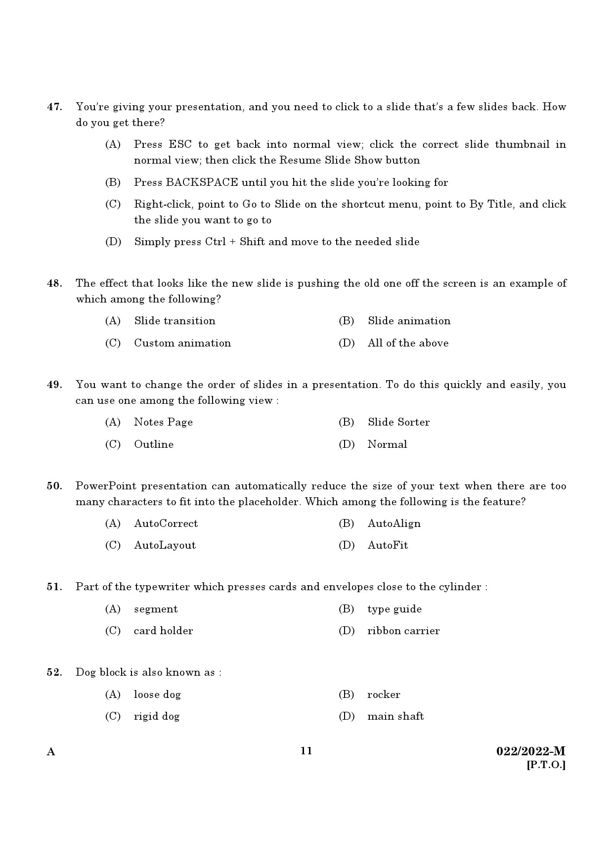 KPSC Computer Assistant Grade II Malayalam Exam 2022 Code 0222022 M 9