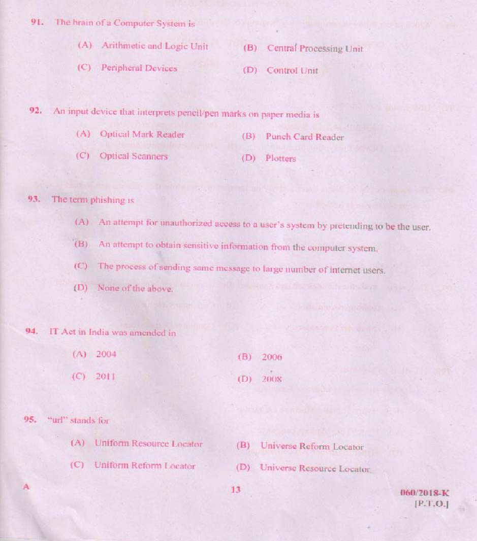 KPSC Junior Assistant Kannada Exam 2018 Code 0602018 12