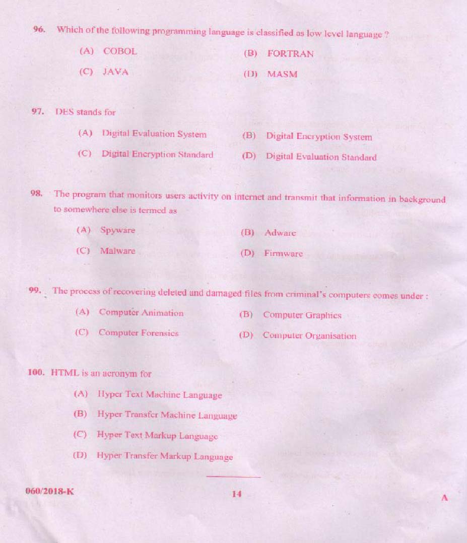 KPSC Junior Assistant Kannada Exam 2018 Code 0602018 13