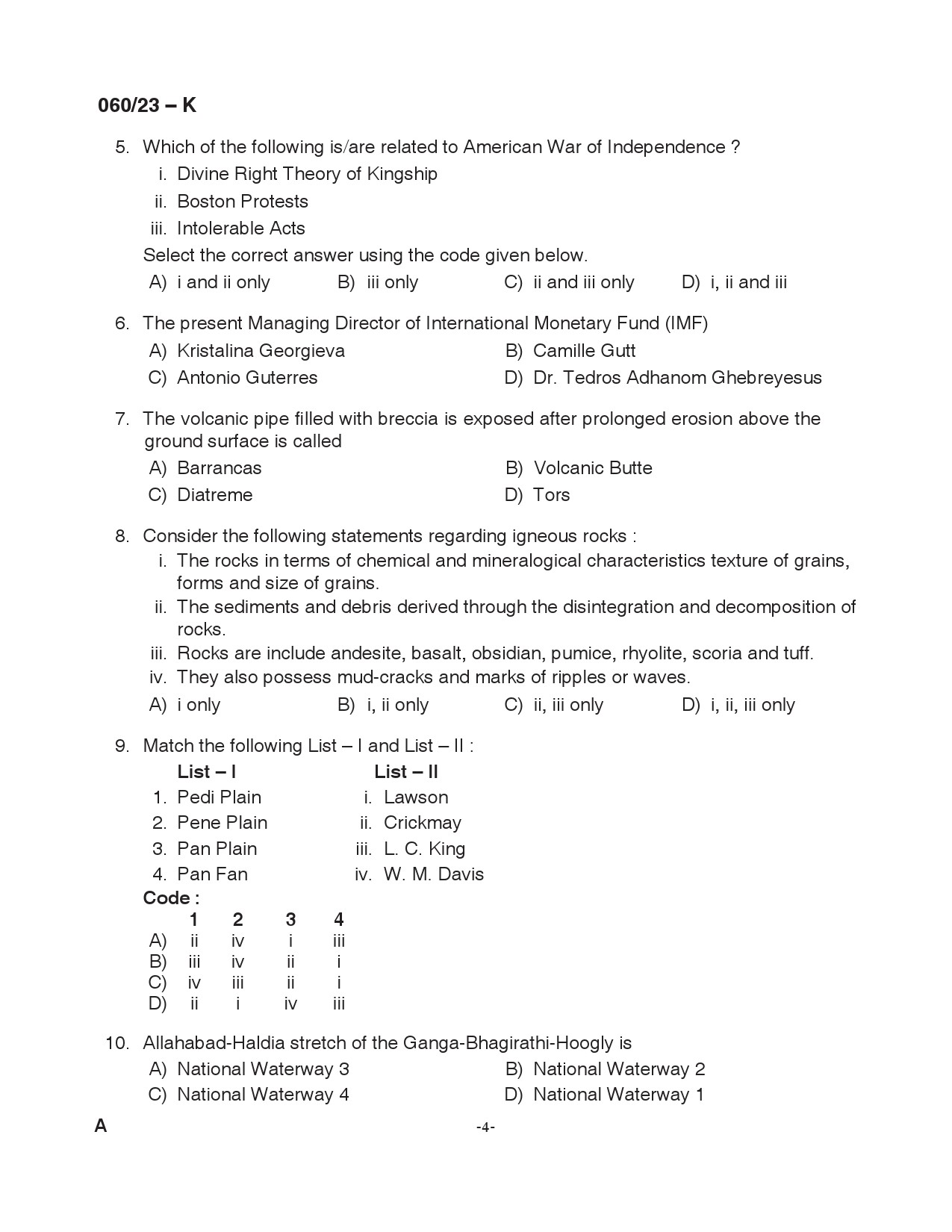 KPSC Junior Assistant Kannada Exam 2023 Code 0602023 K 4