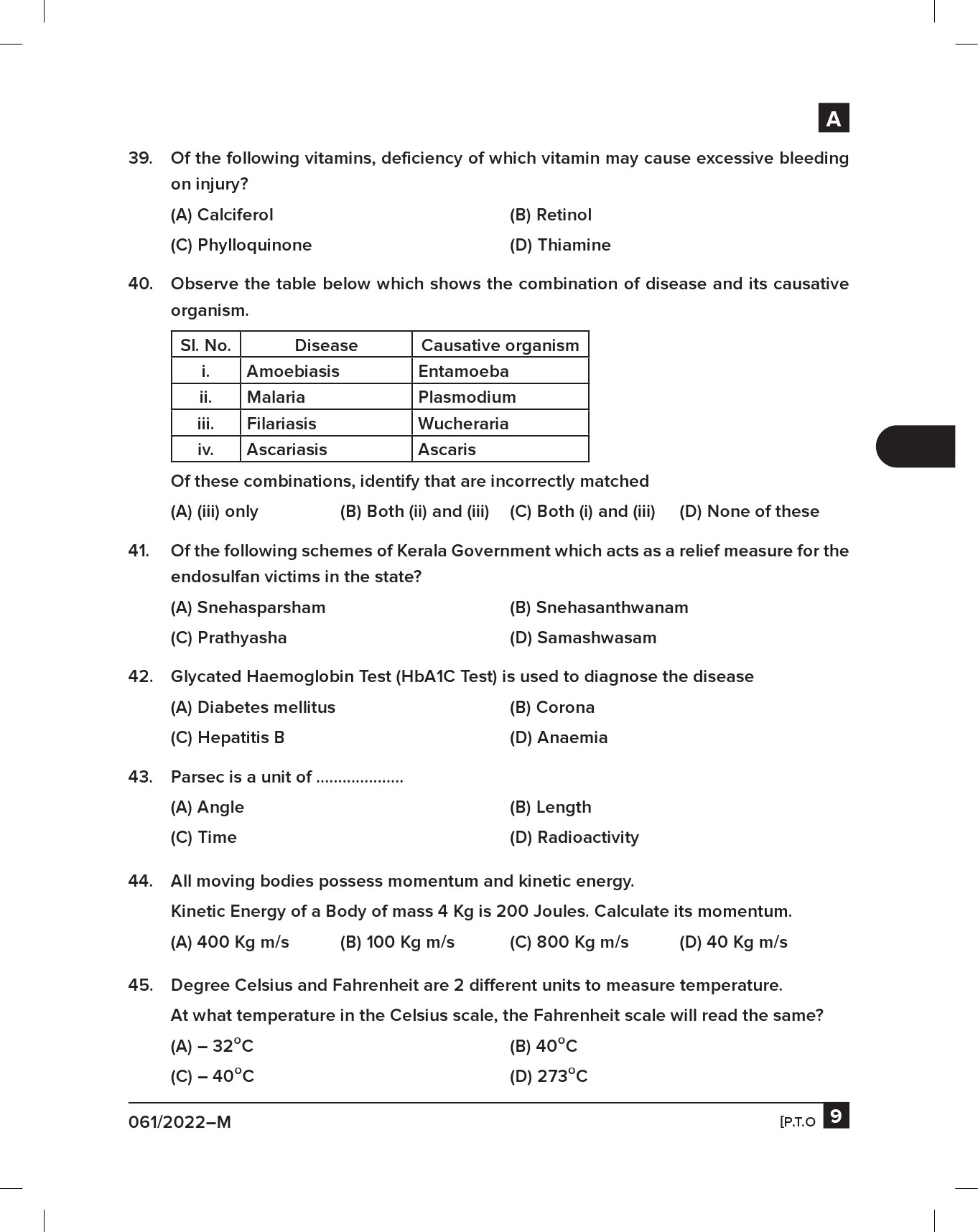 KPSC Junior Assistant Malayalam Exam 2022 Code 0612022 M 8