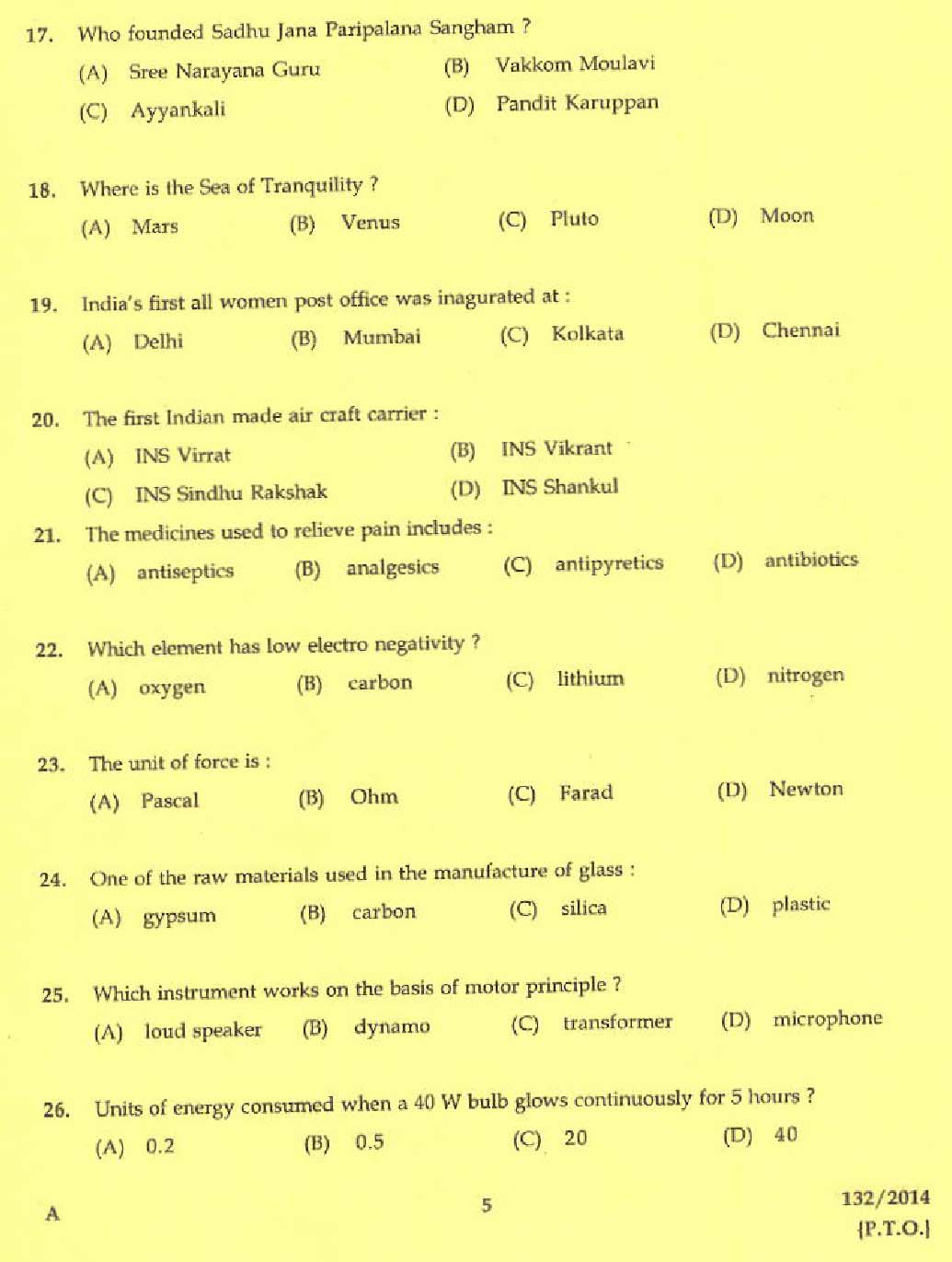 Kerala PSC Junior Health Inspector Exam Code 1322014 3