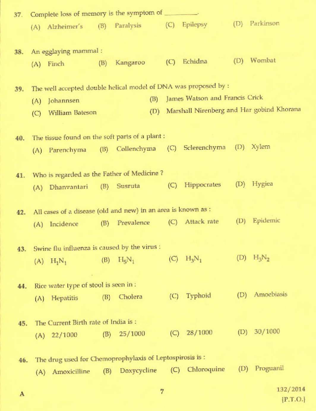 Kerala PSC Junior Health Inspector Exam Code 1322014 5