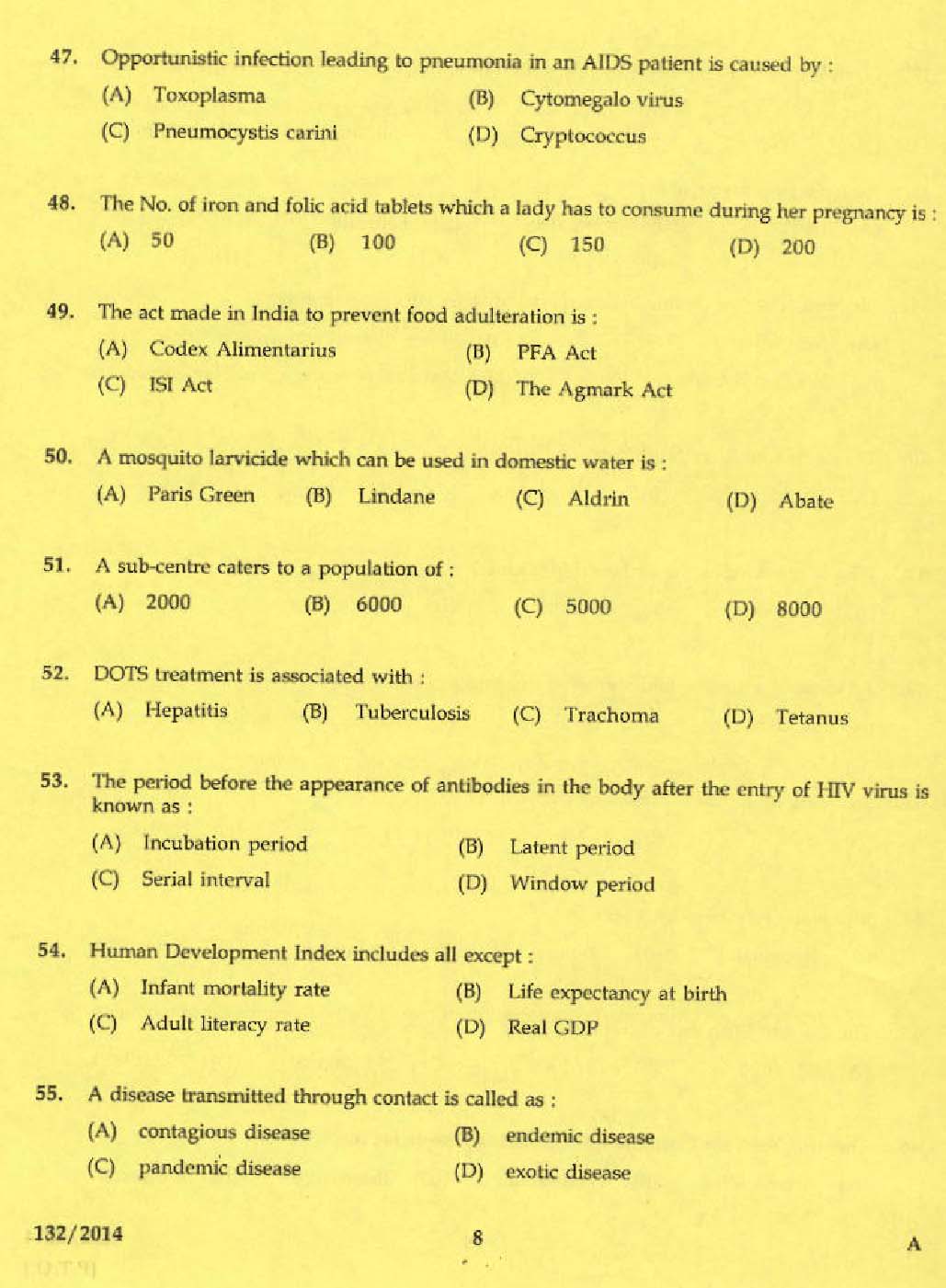 Kerala PSC Junior Health Inspector Exam Code 1322014 6