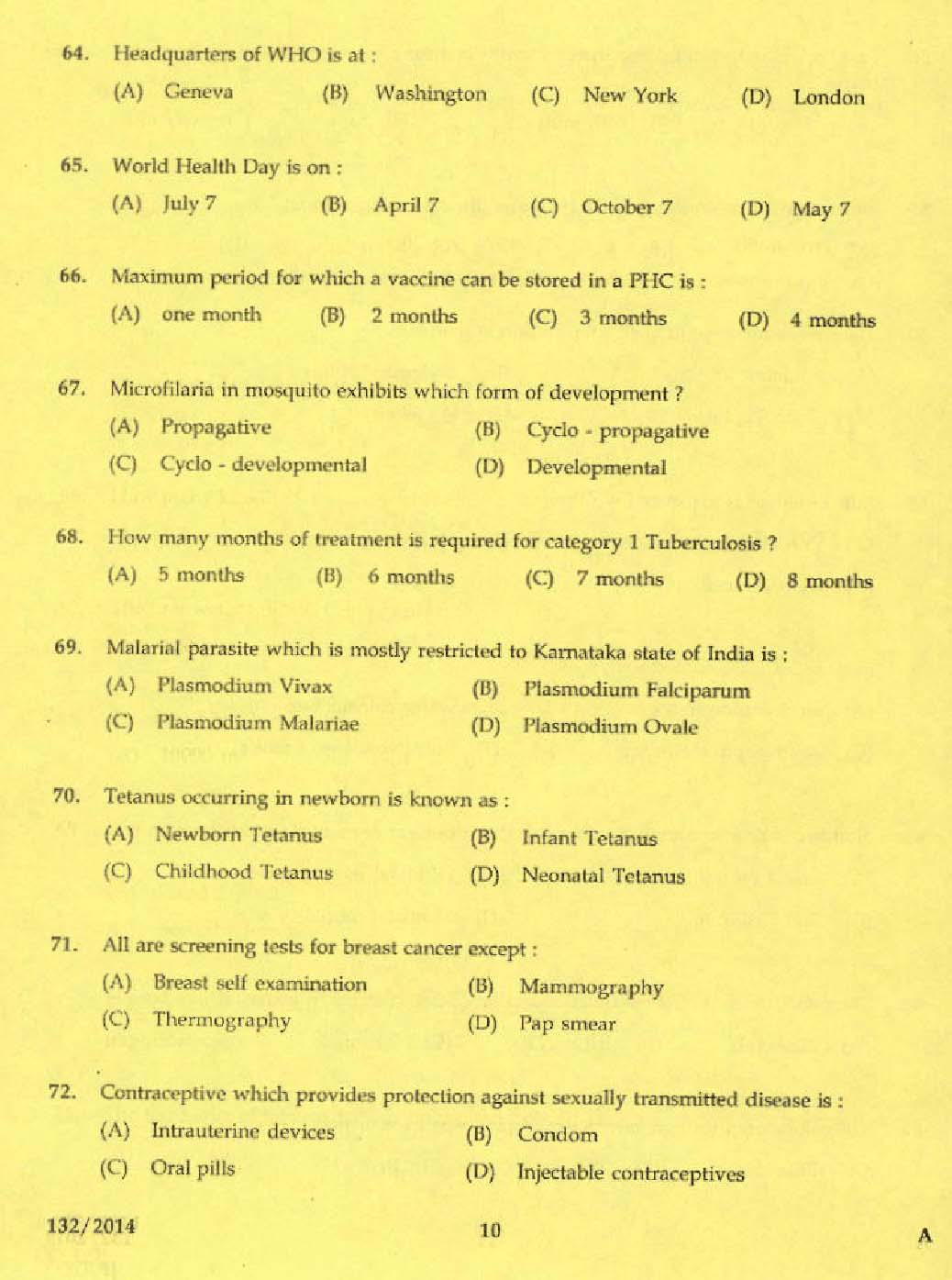 Kerala PSC Junior Health Inspector Exam Code 1322014 8