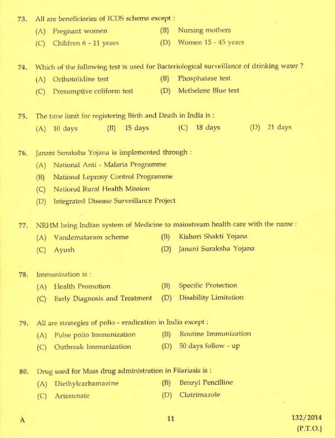 Kerala PSC Junior Health Inspector Exam Code 1322014 9