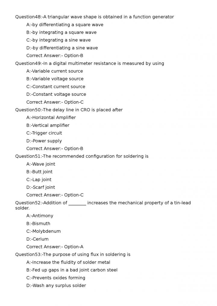 KPSC Junior Instructor Electronic Mechanic Exam 2023 Code 812023OL 10