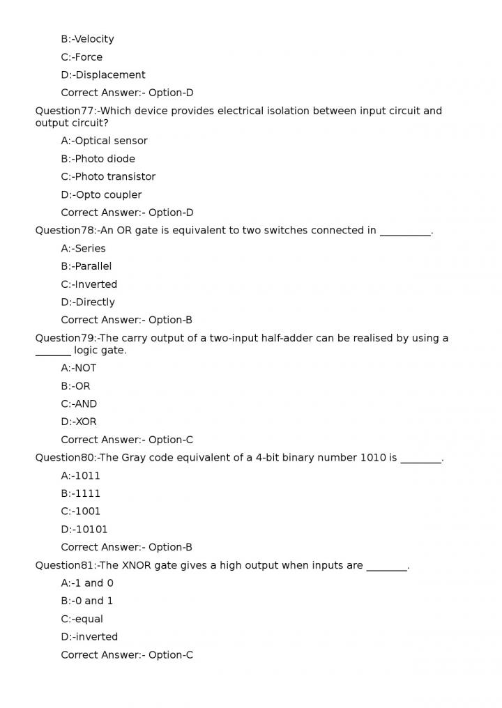 KPSC Junior Instructor Electronic Mechanic Exam 2023 Code 812023OL 15