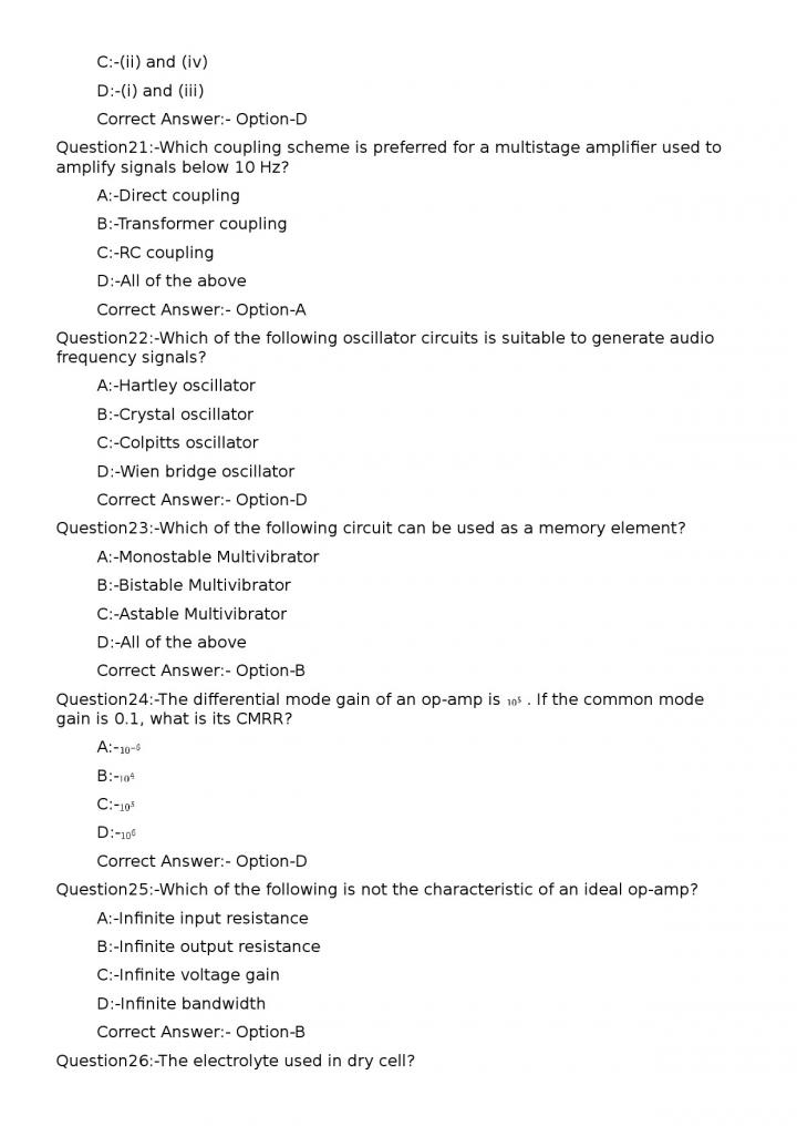 KPSC Junior Instructor Electronic Mechanic Exam 2023 Code 812023OL 5