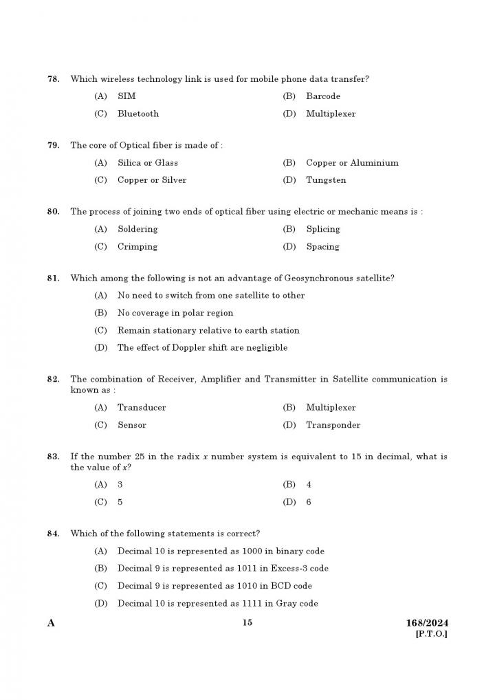 KPSC Junior Instructor Electronic Mechanic Exam 2024 Code 1682024 13