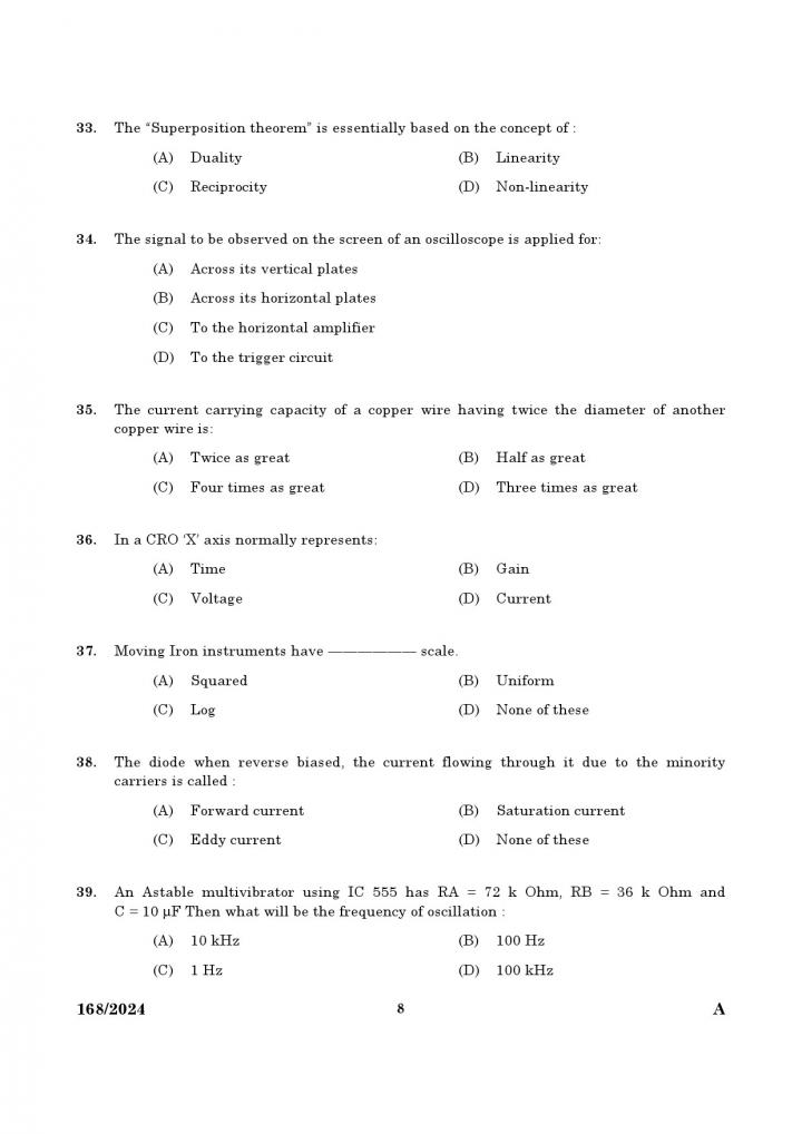 KPSC Junior Instructor Electronic Mechanic Exam 2024 Code 1682024 6