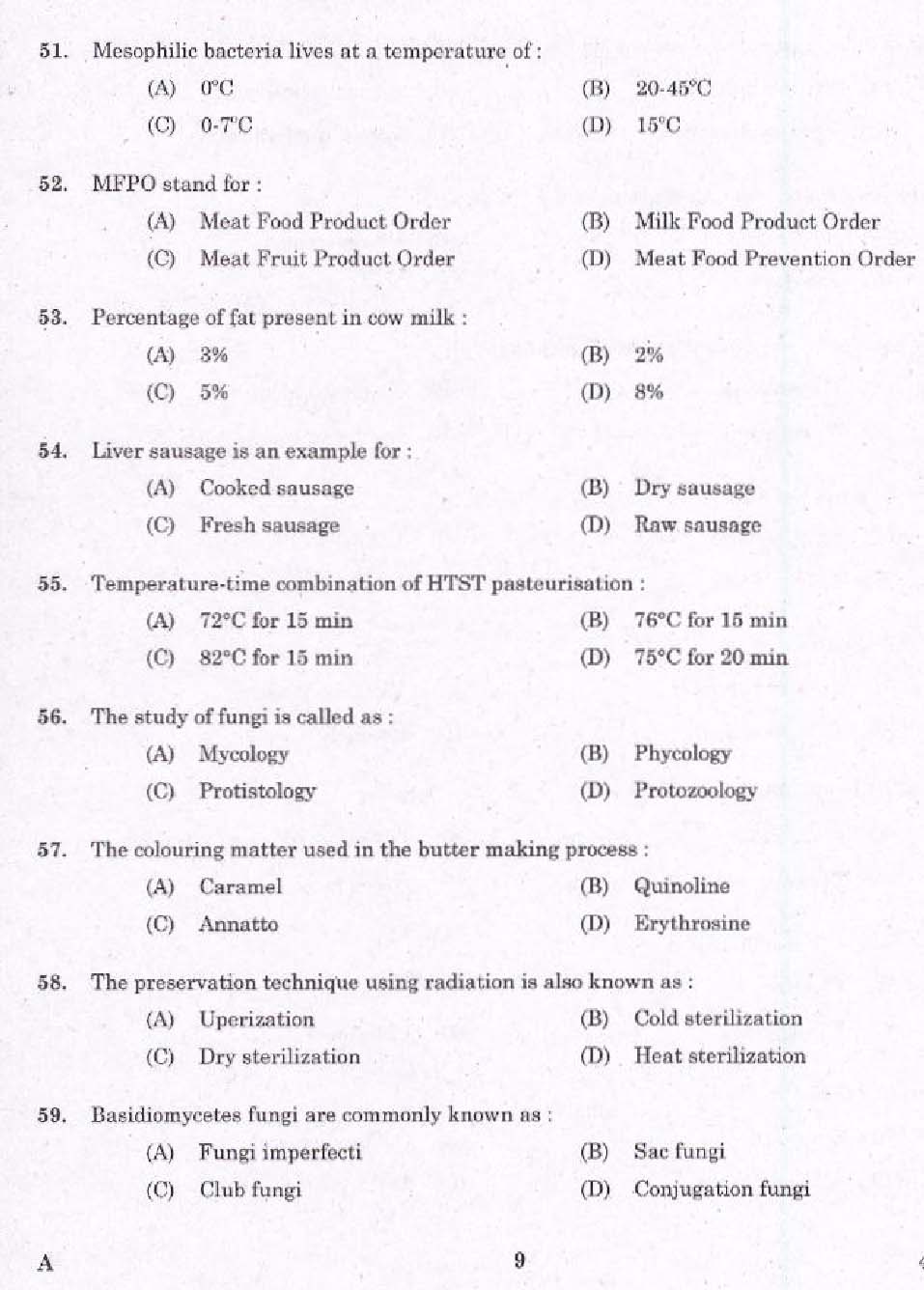 KPSC Junior Instructor Food Processing Exam 2015 Code 422015 7