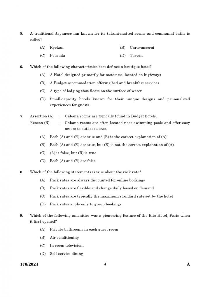 KPSC Junior Instructor Front Office Assistant Exam 2024 Code 176 2024 2