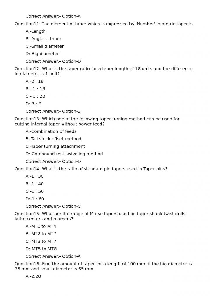 KPSC Junior Instructor Turner Exam 2023 Code 1592023OL 3