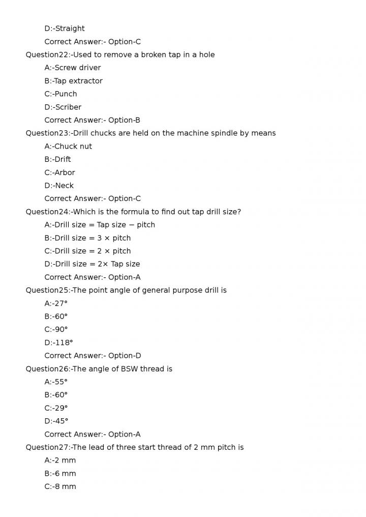 KPSC Junior Instructor Turner Exam 2023 Code 1592023OL 5