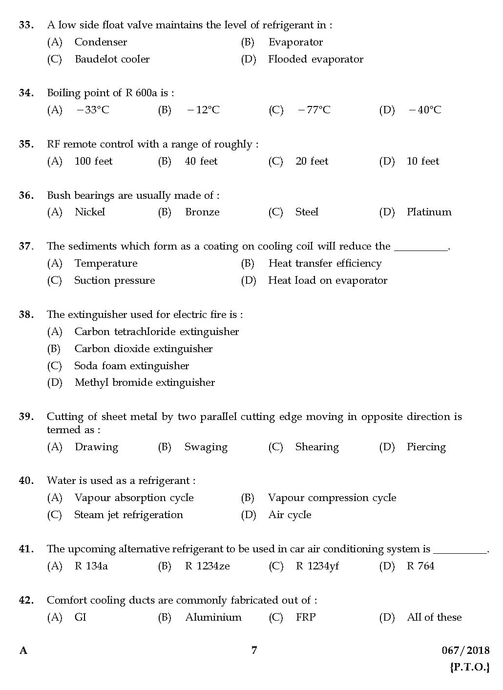 KPSC Mechanic Refrigeration and Air conditioning 0672018 6